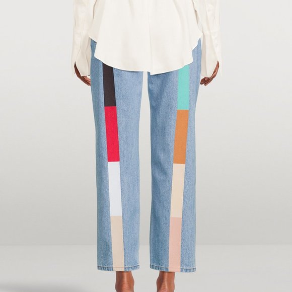 STILL HERE x HOLT RENFREW jeans Sz 28 HANDPAINTED High Rise LIMITED EXCLUSIVE - Picture 1 of 6